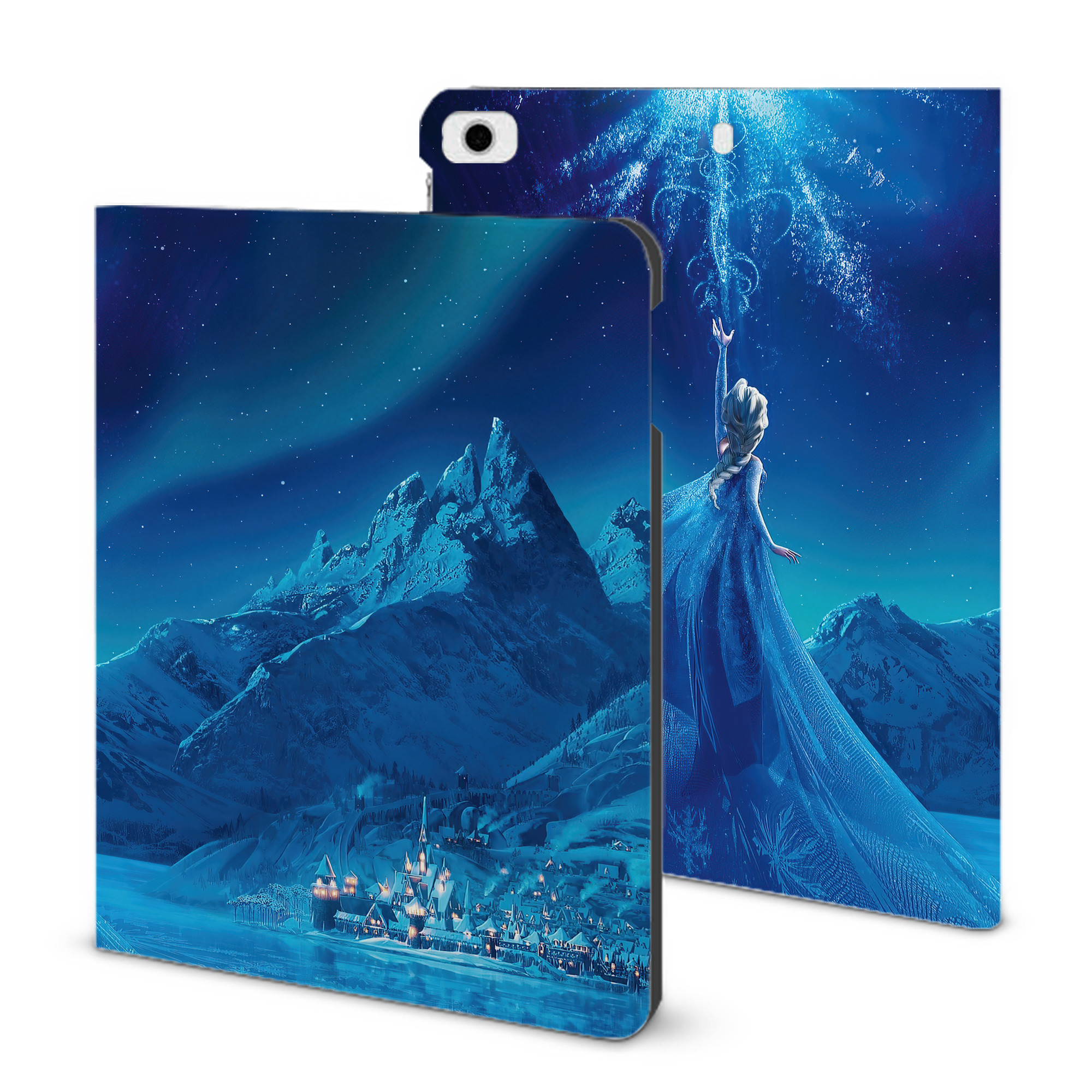 （画像用） アナと雪の女王 アンナ エルサ Frozen Anna Elsa IPad ケース ブック型 PUレザー TPU 耐衝撃 軽量 薄型 ペン収納なし 全面保護 IPad 各モデル対応
